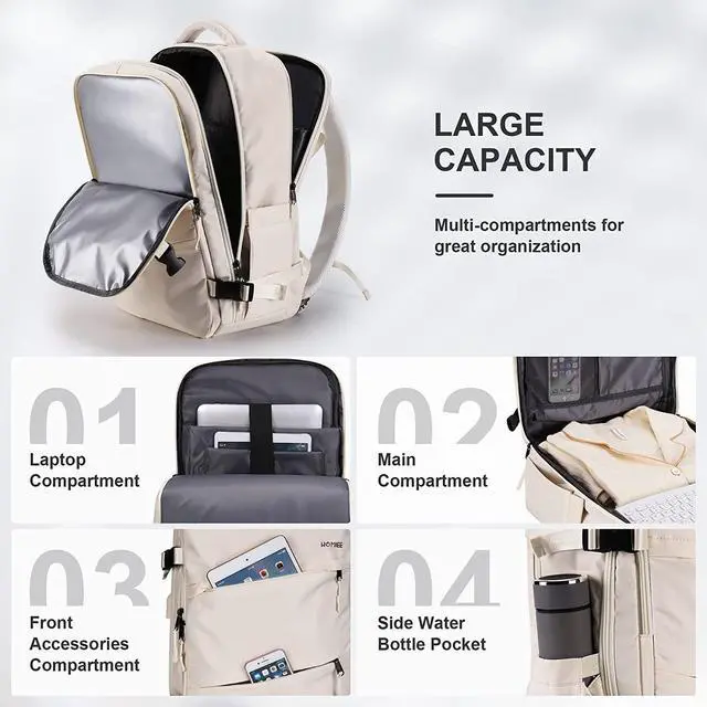 Alt view image 3 of 7 - HOMIEE Travel Backpack Flight Approved Carry on Bags for Airplane, 15.6 Inch Laptop Backpack Waterproof Gym Bag Casual Daypack Weekender Overnight Duffel Bag Outdoor Sports Rucksack