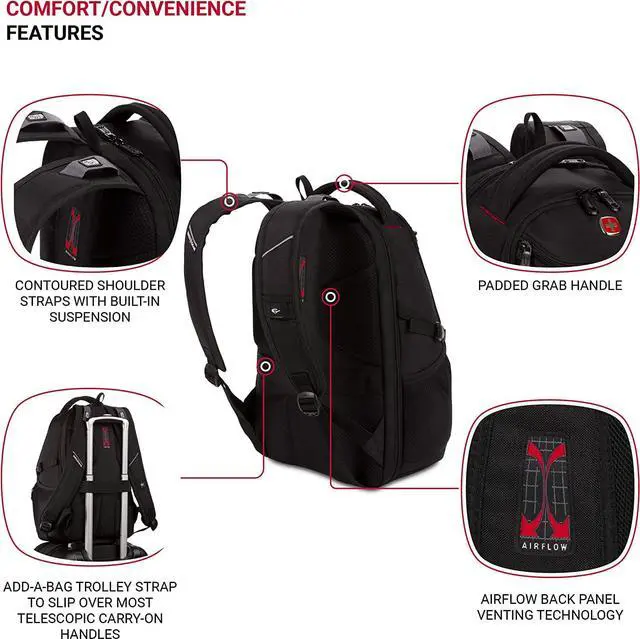 Alt view image 2 of 7 - SwissGear Mini 1900 Scansmart Slim Version Laptop Backpack, Black, 16-Inch