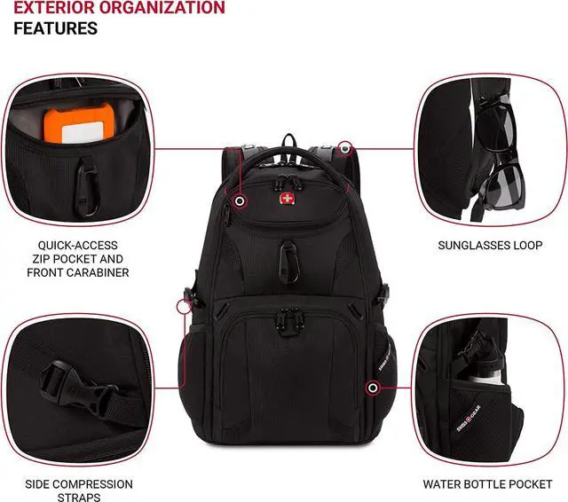 Alt view image 3 of 7 - SwissGear Mini 1900 Scansmart Slim Version Laptop Backpack, Black, 16-Inch