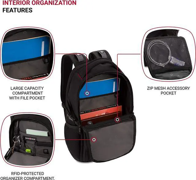 Alt view image 4 of 7 - SwissGear Mini 1900 Scansmart Slim Version Laptop Backpack, Black, 16-Inch