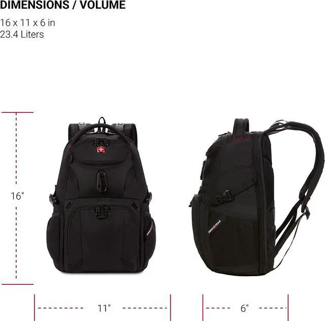 Alt view image 6 of 7 - SwissGear Mini 1900 Scansmart Slim Version Laptop Backpack, Black, 16-Inch