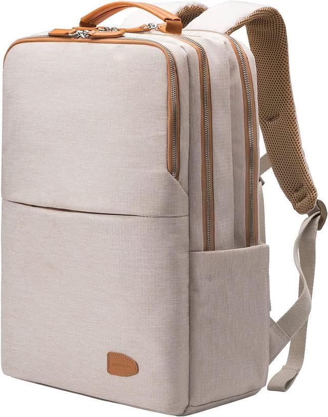  Leather Laptop Backpack, 15.6 Inch Waterproof