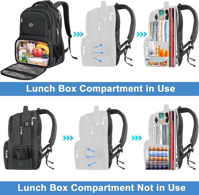  SLOTRA Lunch Backpack,17-Inch Laptop Backpack with Lunch Box  USB Charging Port,2 in 1 Lunch and Laptop Bag for Travel Business Commute  Large Capacity : Electronics