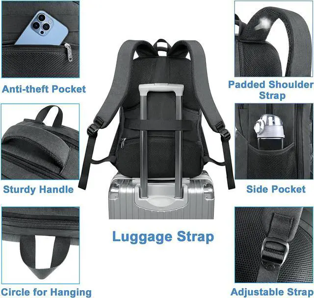 Alt view image 6 of 7 - 17 Inch Laptop Backpack TSA Large Travel Backpack with Lunch Box Anti-Theft Work Business Carry On with USB Port Water Resistant Sturdy College Computer Backpack for Men Women