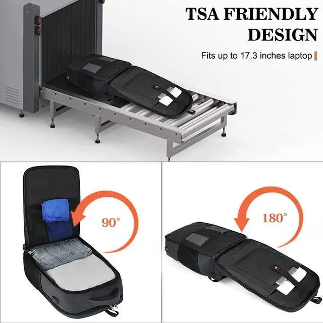 Alt view image 4 of 7 - Laptop Backpack 17.3 Inch Travel Backpack TSA Friendly Business Backpack Large Waterproof School Backpack Work Computer Backpacks for Men and Women, Black