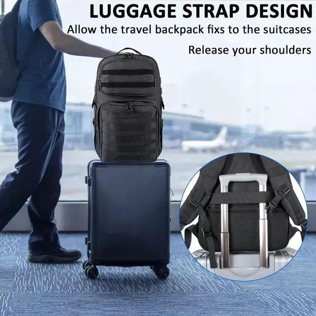 Alt view image 7 of 7 - 17 inch Laptop Backpack Large Military Tactical Backpack for Men TSA Approved Water Resistant Gym Daypacks Computer Bag Carry on Travel Rucksack for Work Army Camping Hiking