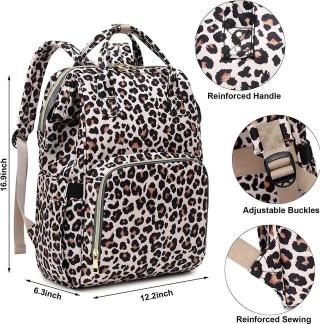Alt view image 5 of 6 - Leopard Women Laptop Backpack, College School Backpack Bookbag 15.6 Inch Computer Backpacks for Work Business Travel