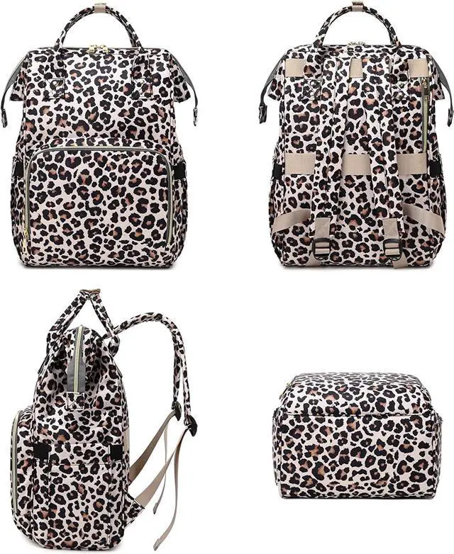 Alt view image 6 of 6 - Leopard Women Laptop Backpack, College School Backpack Bookbag 15.6 Inch Computer Backpacks for Work Business Travel