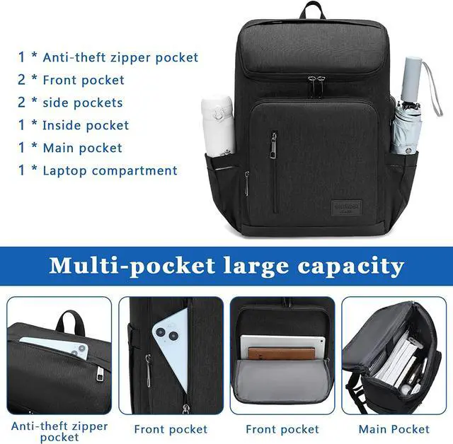 Alt view image 2 of 6 - YALUNDISI Laptop Backpacks Travel Backpack Carry On Backpack Casual Daypack with USB Charging Port for Men Women Black
