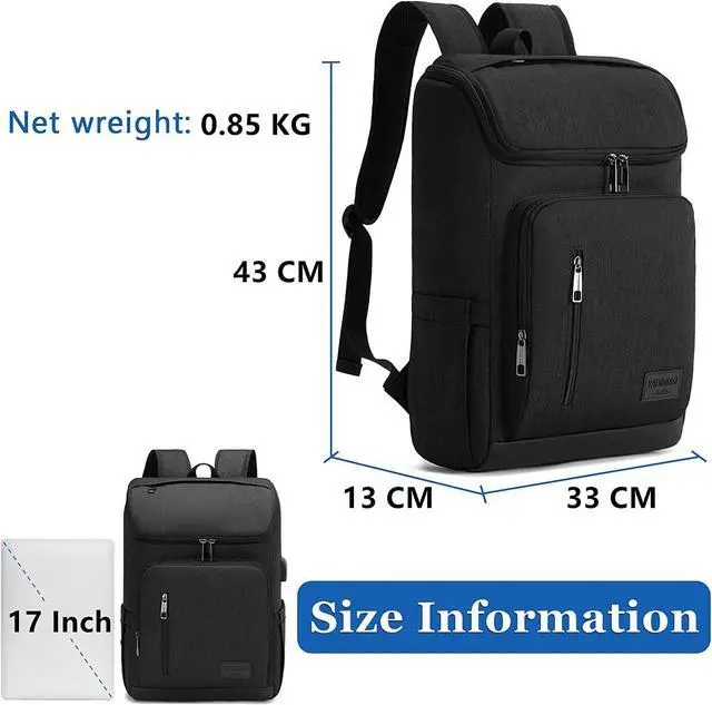Alt view image 3 of 6 - YALUNDISI Laptop Backpacks Travel Backpack Carry On Backpack Casual Daypack with USB Charging Port for Men Women Black