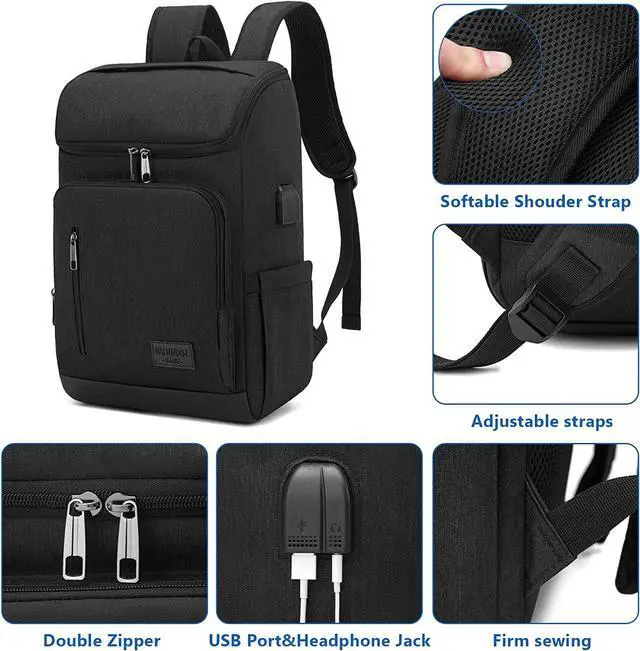 Alt view image 4 of 6 - YALUNDISI Laptop Backpacks Travel Backpack Carry On Backpack Casual Daypack with USB Charging Port for Men Women Black