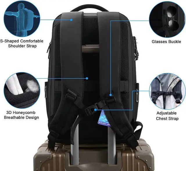 Alt view image 5 of 7 - FENRUIEN Hardshell Backpack Expandable,Anti Theft Laptop Backpack for Men with USB Port,Water Resistant Computer Bag 17.3 Inch for Travel/Business
