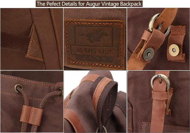 Alt view image 5 of 7 - AUGUR High Capacity Canvas Vintage Backpack - for School College Hiking Travel 12-17" Laptop
