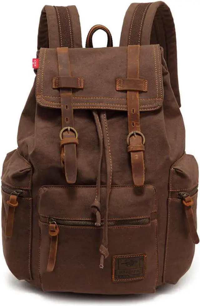 Main image of AUGUR High Capacity Canvas Vintage Backpack - for School College Hiking Travel 12-17" Laptop
