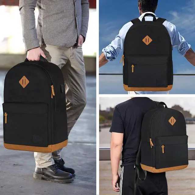 Alt view image 6 of 7 - Large Travel Laptop Backpack with USB Charging Port for Men and Women, Classic School Backpack for Boys and Girls, Work Bag(18Inches/Black)