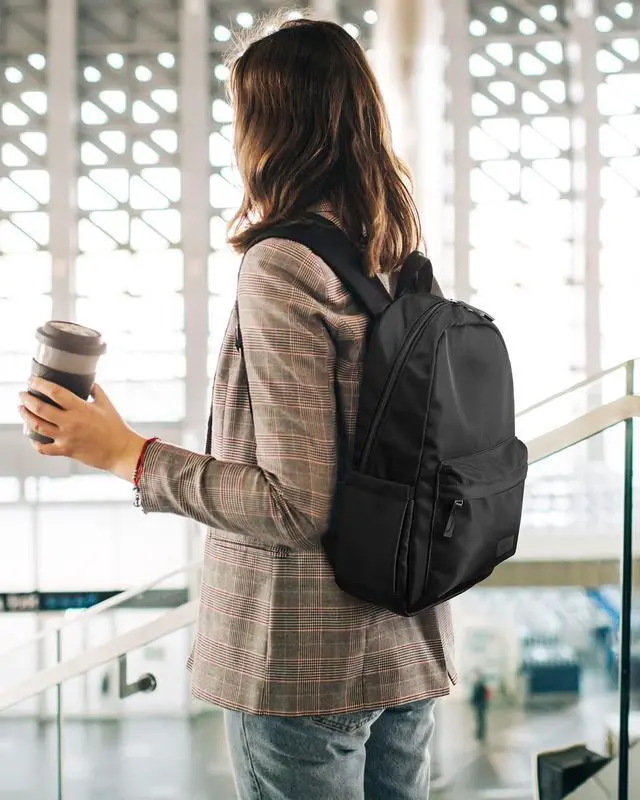 Alt view image 6 of 7 - HOMIEE Lightweight Stylish Casual Backpack, Water-Resistant Daypack Unisex Laptop Bookbag, 14-Inch Laptop Backpack for Women & Men, Travel/School/Casual/Work Backpack, Black