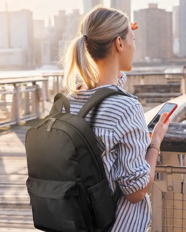 Alt view image 7 of 7 - HOMIEE Lightweight Stylish Casual Backpack, Water-Resistant Daypack Unisex Laptop Bookbag, 14-Inch Laptop Backpack for Women & Men, Travel/School/Casual/Work Backpack, Black