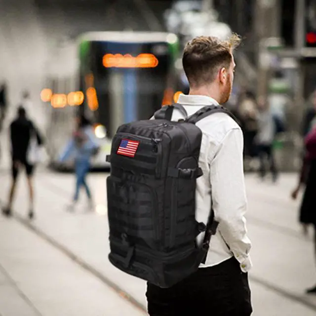 Alt view image 6 of 7 - Lunch Backpack for Men, 15.6 Inch Laptop Backpack for Work College Travel Camping Tactical Molle Daypack, Black