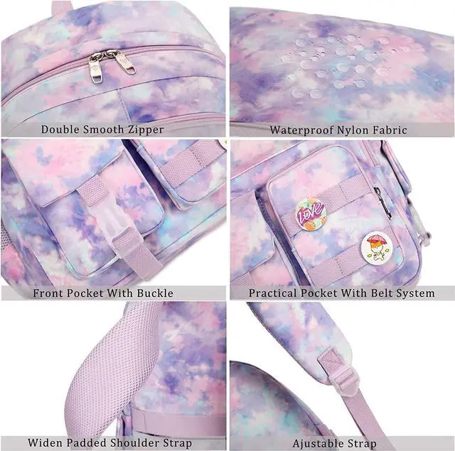 Alt view image 5 of 6 - Backpack for Teen Girls Laptop School Backpacks Vibrant College Bookbag | Tiedye Middle School Bag Students Bags Cute Women Back Pack Travel Daypack