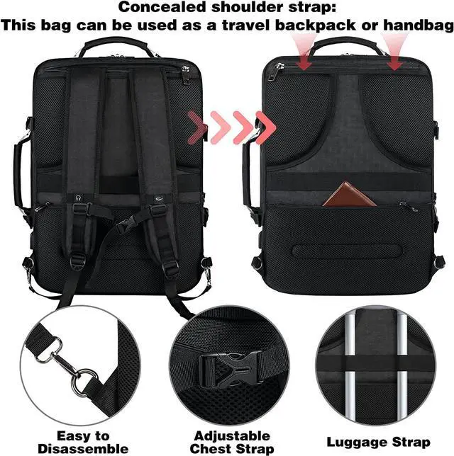 Alt view image 6 of 7 - JCDOBEST Carry on Backpack, Extra Large 50L Airline Approved TSA Travel Backpacks with 3 Packing Cubes for Women Men, USB Charging Expandable Overnight Luggage Daypack Business Suitcase Backpack