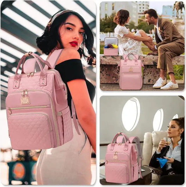Alt view image 6 of 7 - Lunch Backpack For Women,15.6 Inch Laptop Backpacks For Womens Back pack, Travel Backpacks,Work Backpack For Women (Pink)