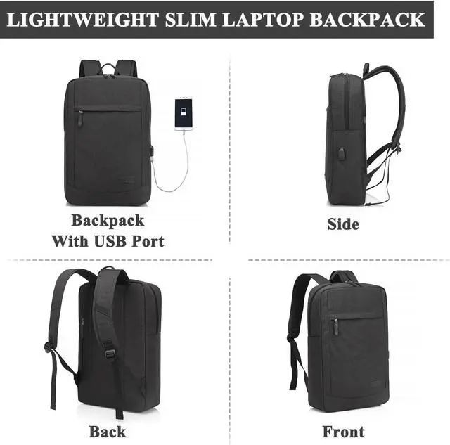 Alt view image 6 of 7 - VASCHY 17 inch Laptop Backpack for Men with USB Port Lightweight Slim Business Backpack