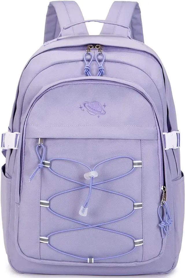 Main image of MIRLEWAIY Children School Bag Laptop Backpack Teen Girl School Backpack Women Bookbag Student Daypack with Planet embroidery, Taro purple