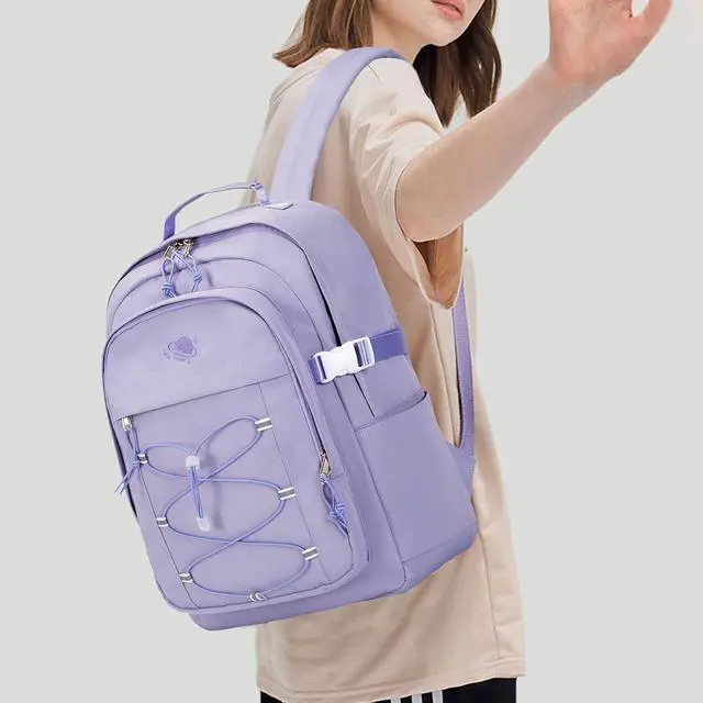 Alt view image 4 of 7 - MIRLEWAIY Children School Bag Laptop Backpack Teen Girl School Backpack Women Bookbag Student Daypack with Planet embroidery, Taro purple