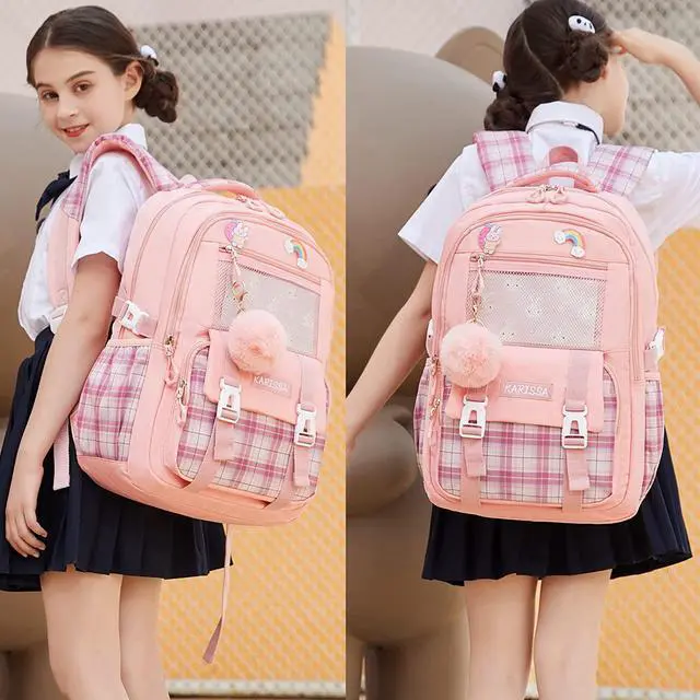 Alt view image 2 of 7 - Girls Backpack 15.6 Inch Laptop School Bag Cute Kids Elementary College Backpacks Large Bookbags for Teen Girl Women Students Anti Theft Travel Daypack- Pink
