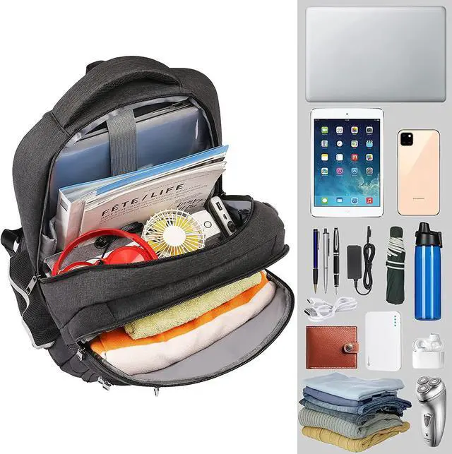 Alt view image 3 of 7 - Travel Laptop Backpack, 17 Inch Extra Large College School Bookbag,RFID Anti Theft Slim Business Airplane Approve Laptops Backpack with USB Charging Port, Computer Bag for Women Men Fits Notebook