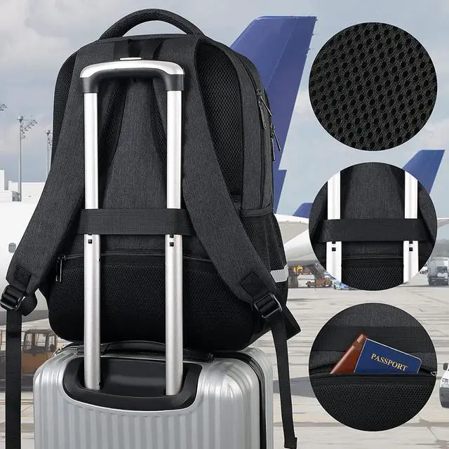 Alt view image 7 of 7 - Travel Laptop Backpack, 17 Inch Extra Large College School Bookbag,RFID Anti Theft Slim Business Airplane Approve Laptops Backpack with USB Charging Port, Computer Bag for Women Men Fits Notebook