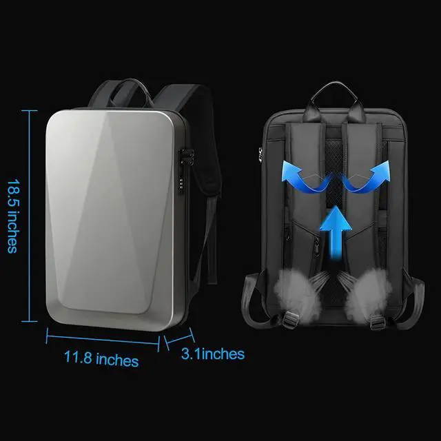 Alt view image 4 of 6 - JUMO CYLY Anti-Theft Hard Shell Laptop Backpack, Waterproof Gaming Backpack with USB Charging Port Slim Bookbag with Lock