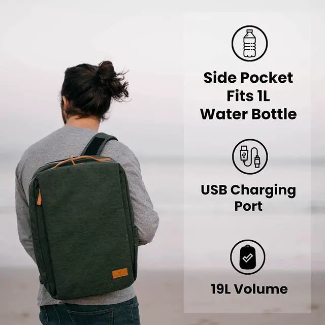 Alt view image 7 of 7 - Nordace Siena Smart Backpack with USB Charging - 15.6 Inch Laptop Backpack, 19L Daily Backpack for Travel, Everyday, or Work (Dark Green)