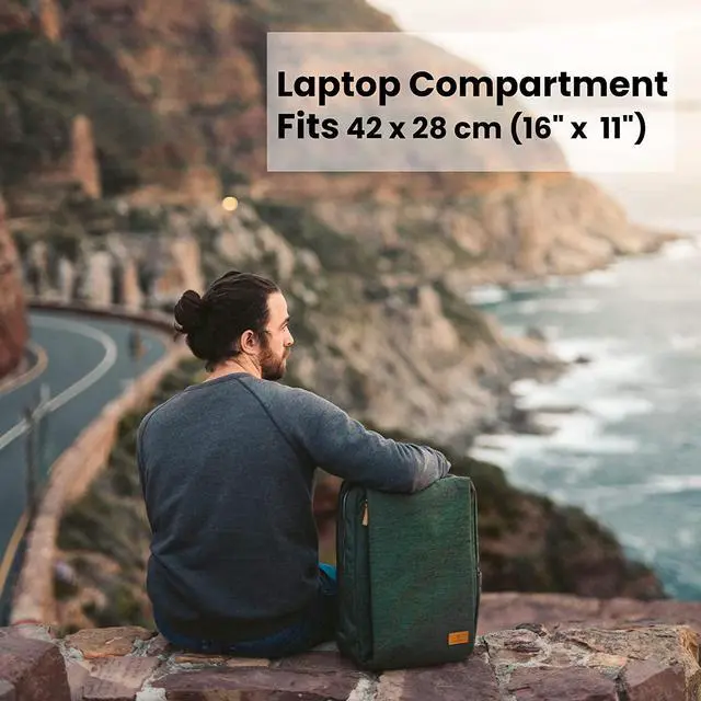 Alt view image 6 of 7 - Nordace Siena Smart Backpack with USB Charging - 15.6 Inch Laptop Backpack, 19L Daily Backpack for Travel, Everyday, or Work (Dark Green)