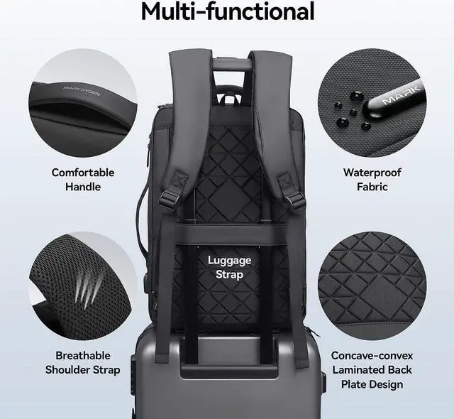 Alt view image 5 of 6 - MARK RYDEN Slim Laptop Backpack for Men, 15.6 Inch Business Backpack | Professional Waterproof Backpack with USB Charging Port, 3-in-1 Work Backpack for Commuting, Office, Travel & Daily Use
