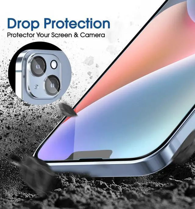 Alt view image 4 of 6 - amFiIm 2 pack Tempered Glass Screen Protector + Camera Lens Protector for iPhone 14 6.1", Easy OneTouch Installation, Auto-alignment, Bubble Free Case Friendly, Anti-Scratch
