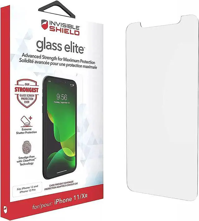Main image of ZAGG InvisibleShield Glass Elite Screen Protector for iPhone 12, iPhone 12 Pro, iPhone 11 and iPhone XR  Strongest Tempered Glass, Smudge-Free ClearPrint, Extreme Shatter, Impact, Scratch Protection