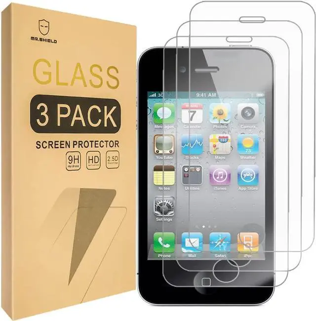 Main image of Mr.Shield [3-PACK] Designed For iPhone 4 / 4S [Tempered Glass] Screen Protector with Lifetime Replacement, Welcome to consult