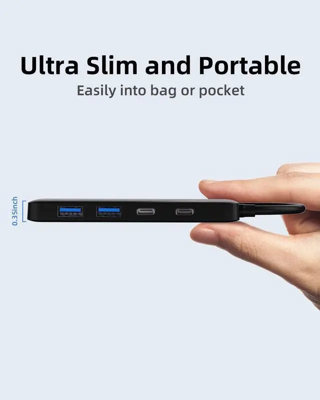 Alt view image 6 of 7 - Dual USB C USB A 3.0 Hub: 4 Ports with 2* USB-C 3.0 and 2* USB-A 3.0 Ultra Slim Portable USB Splitter Adapter for Laptop PS4 Flash Drive HDD Xbox Printer Mouse Keyboard Computer Accessories