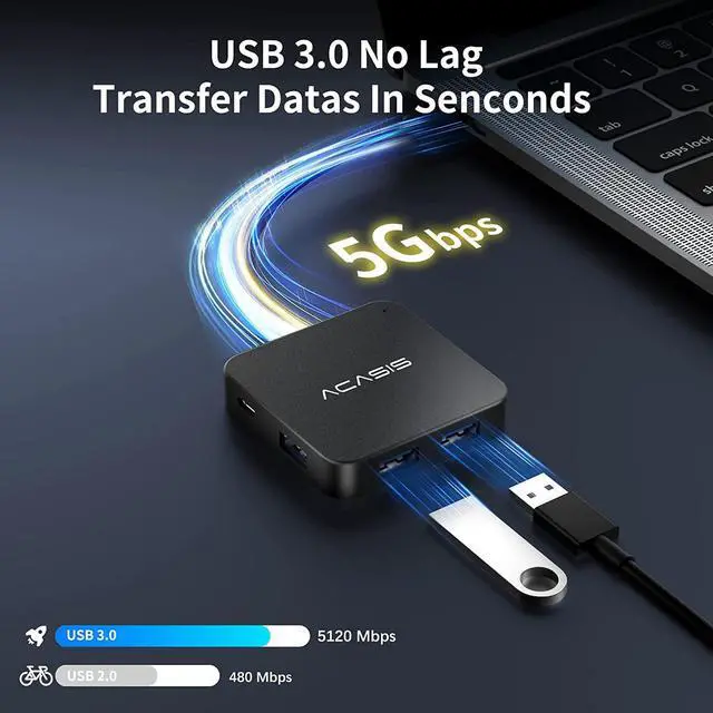 Alt view image 3 of 7 - USB C Hub, Multi-Port USB Type-C Hub with 4K HDMI, Power Delivery 100 W | 3 USB 3.0 Port | 1 Type-C 3.0 Port | USB Splitter Adapter for MacBook, Mac Mini, XPS, Laptop and USB C Devices (2ft)