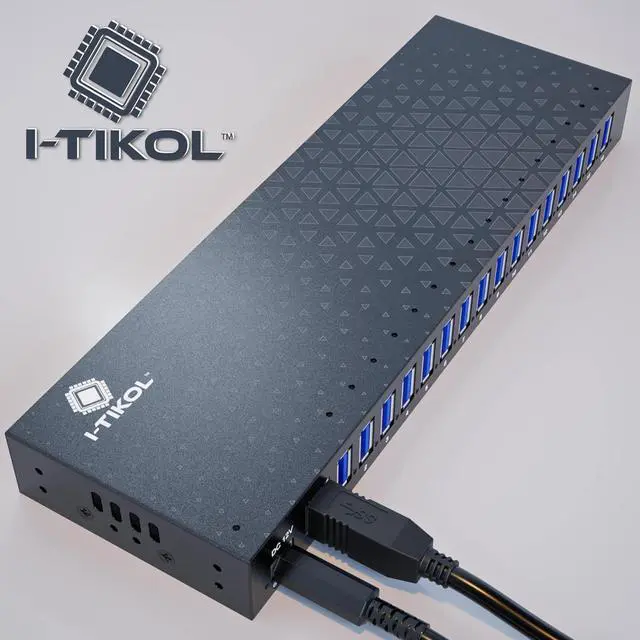 Alt view image 7 of 7 - USB 3 0 Hub - 16 Ports Powered USB Hub - Desktop USB Expander Hub - up to 5Gbps High-Speed USB Splitter for Multiple Devices - Aluminum Alloy Multiple USB Hub w/AC Adapter for Laptop Phone Tablet PC