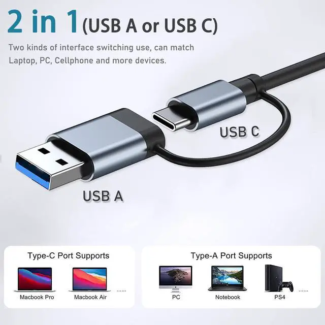Alt view image 4 of 6 - USB Hub 3.0 with 7 Ports, VIENON Aluminium USB C to USB 3.0 Hub for MacBook, Mac Pro/Mini, iMac, Ps4, PS5, Surface Pro,Flash Drive, Samsung
