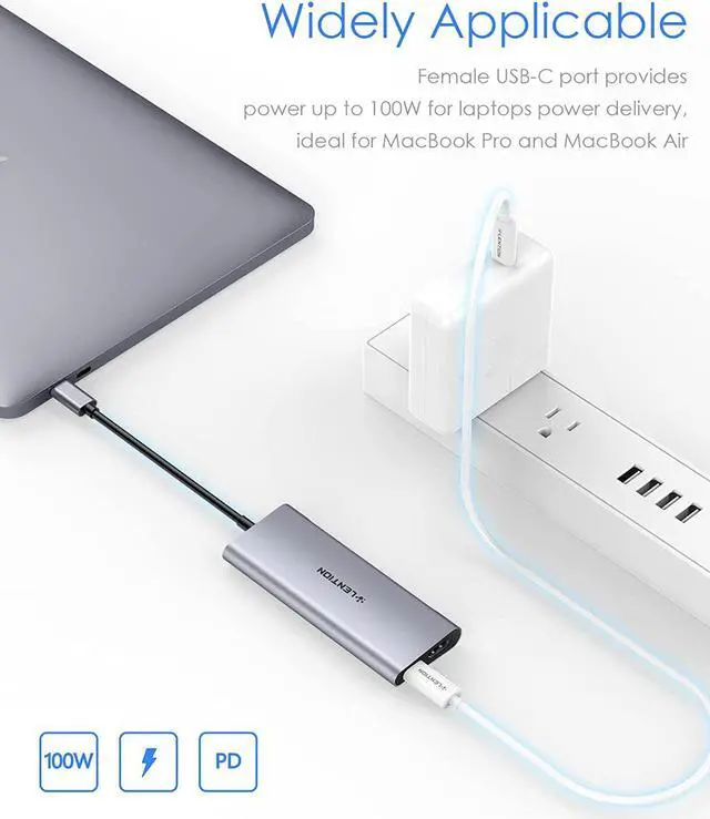 Alt view image 4 of 6 - LENTION USB-C Multi-Port Hub with 4K HDMI Output, 100W PD, 4 USB 3.0 Compatible 2023-2016 MacBook Pro, New Mac Air & Surface, Chromebook, More, Stable Driver Adapter (CB-C35, Space Gray)