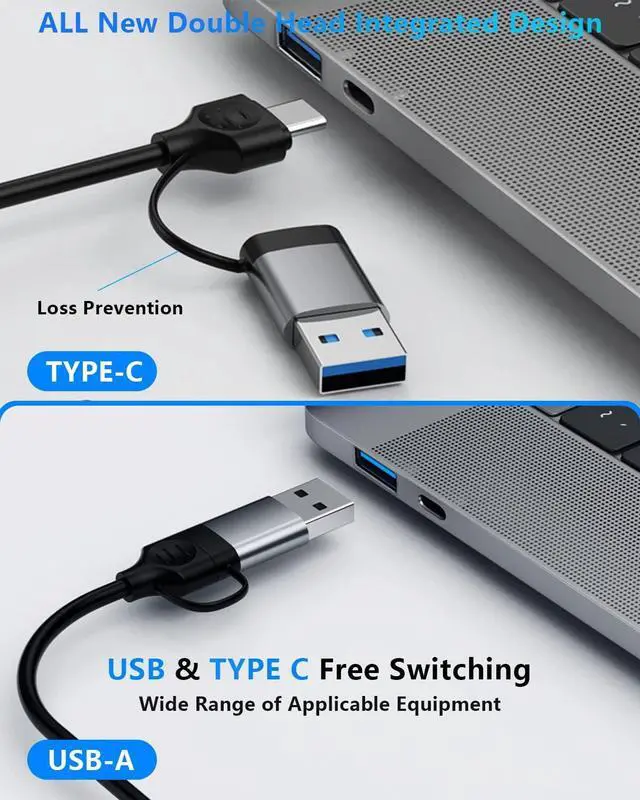 Alt view image 5 of 7 - USB C Hub, ZESKRIS 4-Port USB 3.0 Hub USB C Adapter Splitter with 1 USB 3.0, 2 USB 2.0, RJ45 Ethernet for MacBook Pro/Air, Mac Dongle, Laptop, Steam Deck, PS4/PS5, Dell XPS, ipad Pro and More