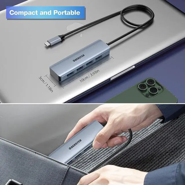 Alt view image 7 of 7 - USB C Hub, 4 10 GBS 3.2 Port USB C Adapter Ultra Slim USB 3.2 Hub Data Hub Extra Light Super Speed USB HUB Adapter for MacBook Pro/Air, iPad Pro/Air, Surface Go, XPS, Pixelbook and More