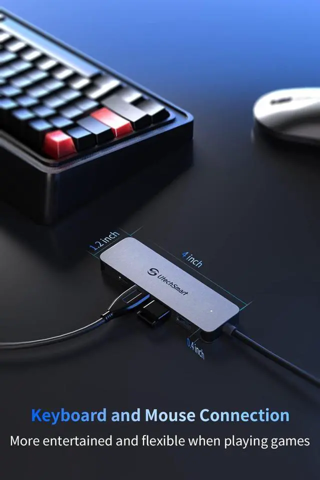 Alt view image 7 of 7 - usb c Hub 4 Ports, UtechSmart Ultra-Slim & Aluminum Adapter with 3 USB 3.0/2.0, 100W Fast Charging, usb c to USB Hub for MacBook Pro/Air, iPad Pro/Air, Dell, HP Laptop and More Type C Devices