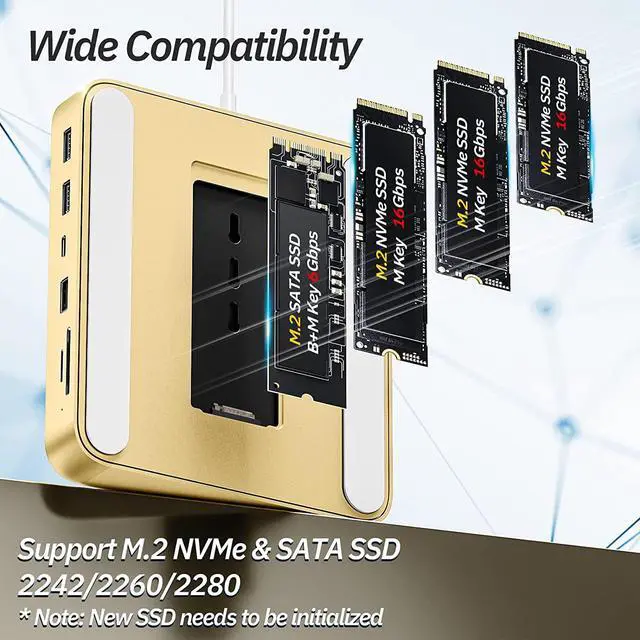 Alt view image 3 of 7 - USB C Hub for iMac 24 inch 2021, Minisopuru USB Hub Adapter Support M.2 NVMe SSD, iMac USB Hub, iMac Accessories with USB C 10Gbps, USB A 3.2, SD/TF Card Reader, M.2 SSD(Not Included), Yellow.