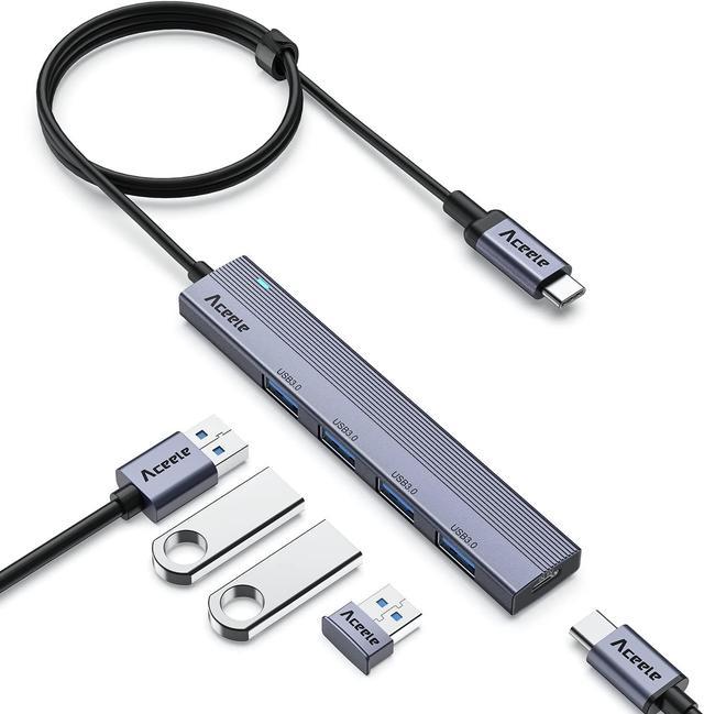Aceele USB C Hub 4 Ports, Aluminum USB C to USB Hub with 2ft Extended  Cable, USB C Splitter for Laptop, MacBook Pro, iMac, iPad Pro, Chromebook, 