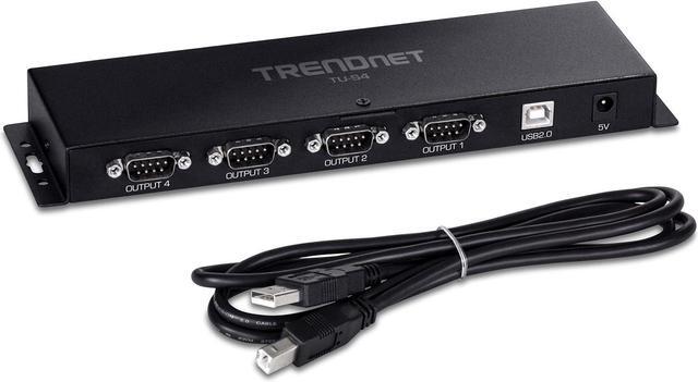 Alt view image 3 of 8 - TRENDnet TU-S4, 4-Port USB to Serial RS232 Hub, Black