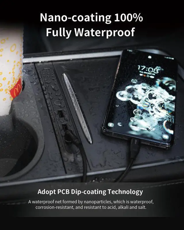 Alt view image 6 of 7 - JOWUA Mini LED Hub Bar Compatible for 2021-2023 Tesla Model Y & Model 3, 1 USB-C Port, 2 USB-A Ports (36w)